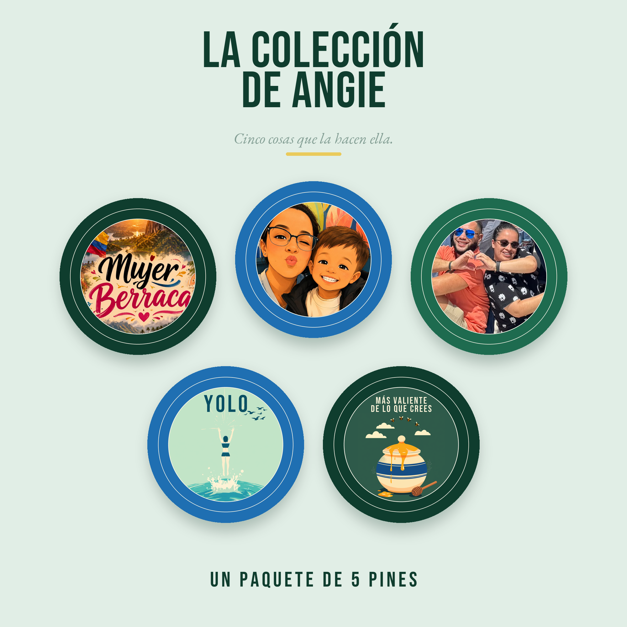 La Colección de Angie — Un Paquete de 5 Pines