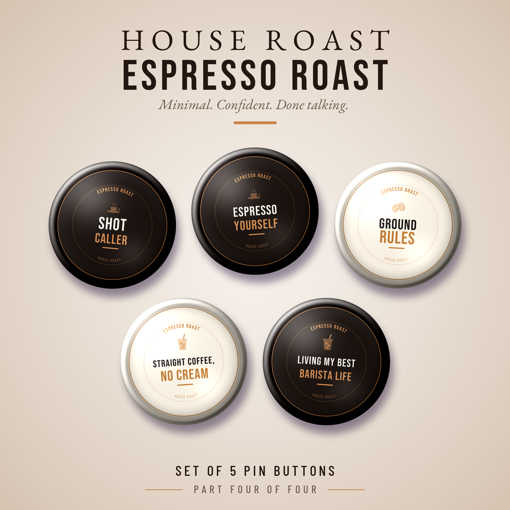 Espresso Roast — Set of 5 Pin Buttons