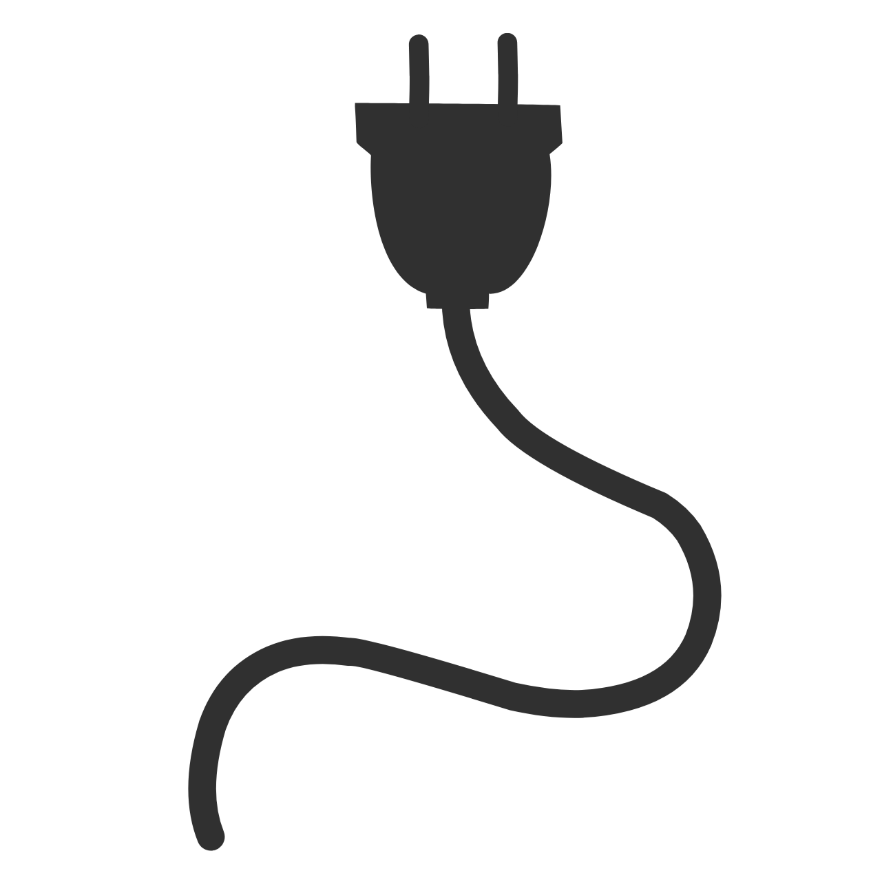 Silhouette of a power plug with a cord.