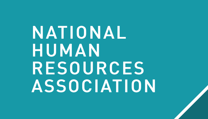 Logo of the National Human Resources Association with teal background and white text