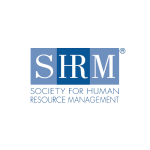 Logo of the Society for Human Resource Management (SHRM) with a blue background and white text.