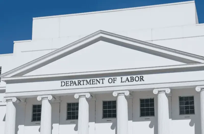 Close-up view of Department of Labor building