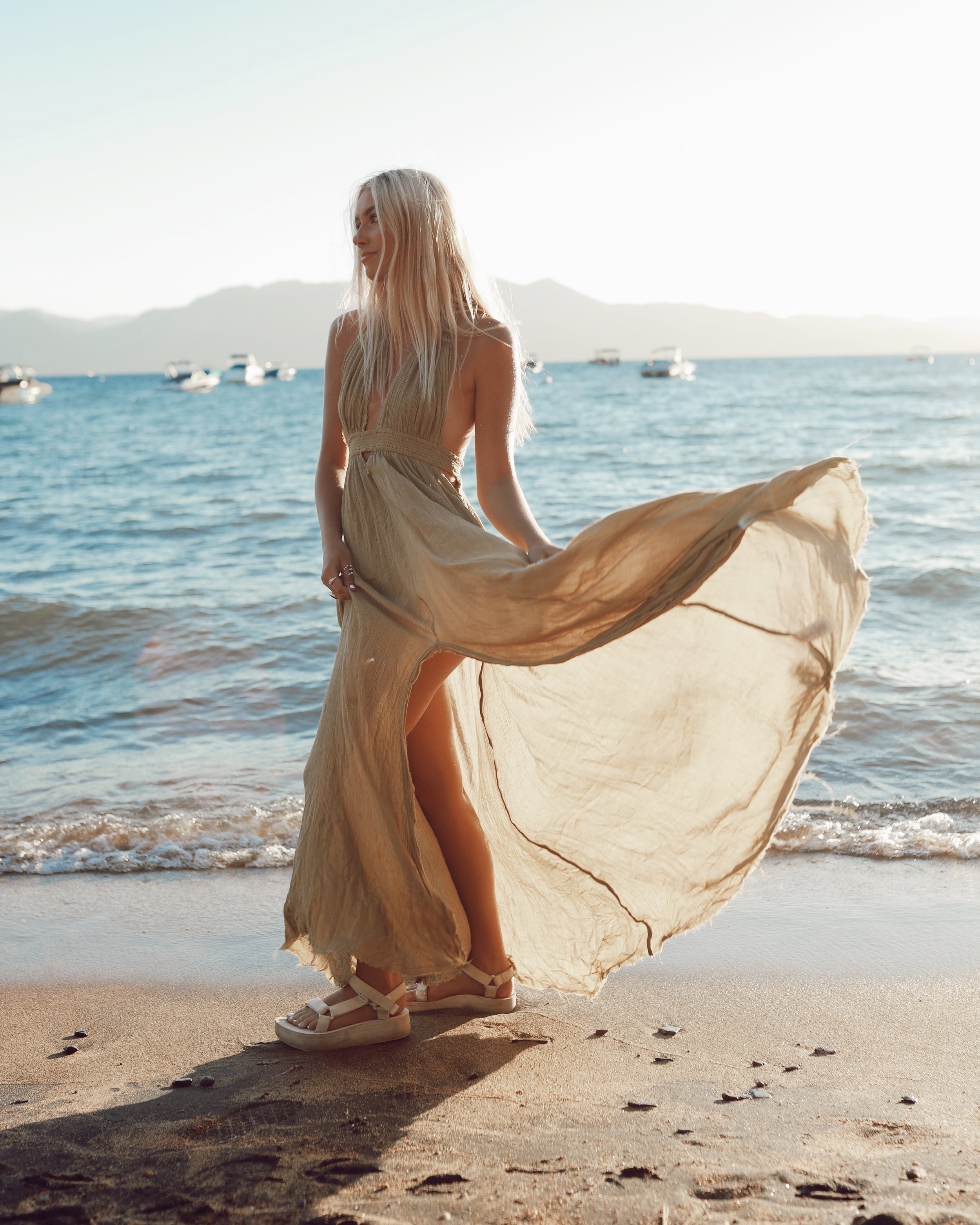Lake Tahoe styled photoshoot on beach.