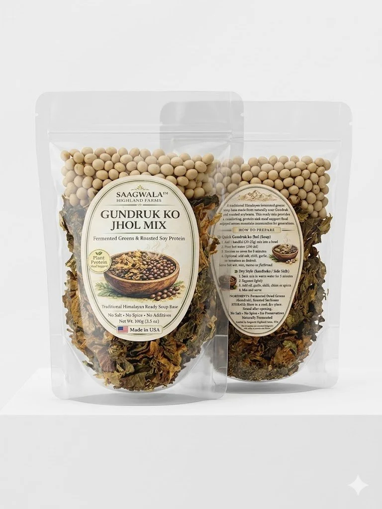 Gundruk Ko Jhol Mix – Traditional Himalayan Fermented Greens & Roasted Soy Soup Base 100g