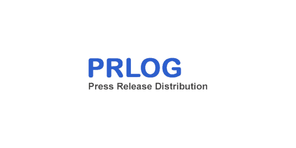 PRLOG in blue text, Press Release Distribution in black text below
