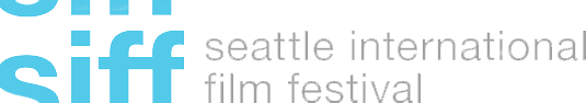 The lowercase letters "siff" in a bright cyan font on the left, with the words "seattle international film festival" stacked in a grey sans-serif font on the right.