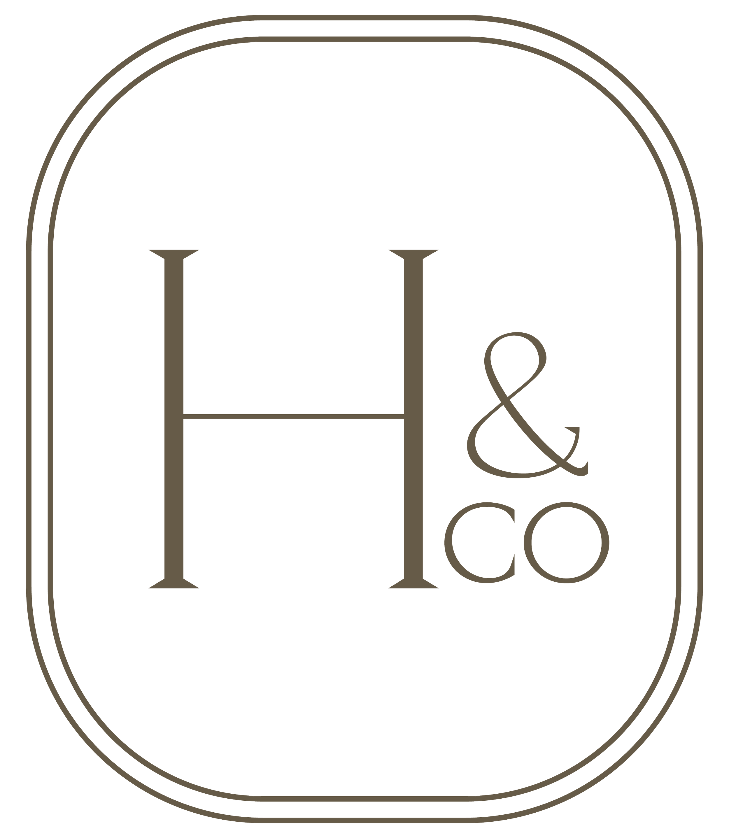 Outline of a sticker with a gold border, featuring two champagne glasses clinking and a cursive ampersand in the center.
