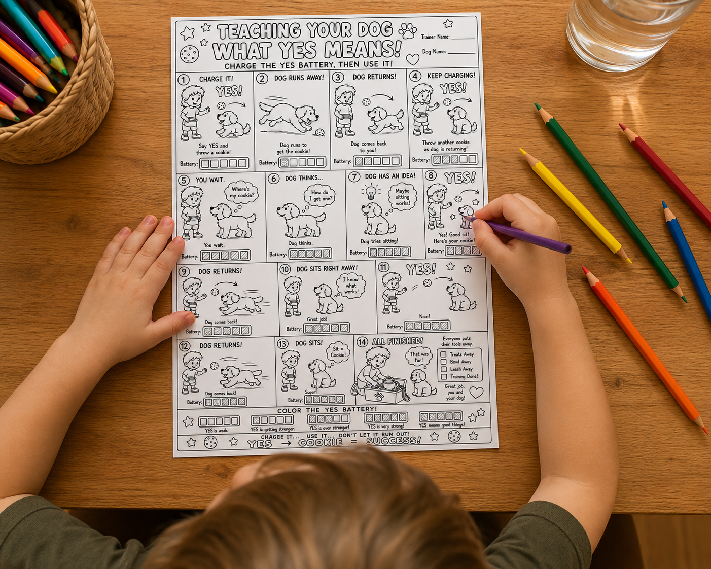 Teaching Kids to Speak Dog: The "Charge the YES" Game (Free Coloring Page)
