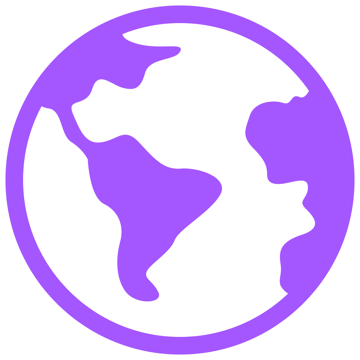 An illustration of the Earth with the continents in purple