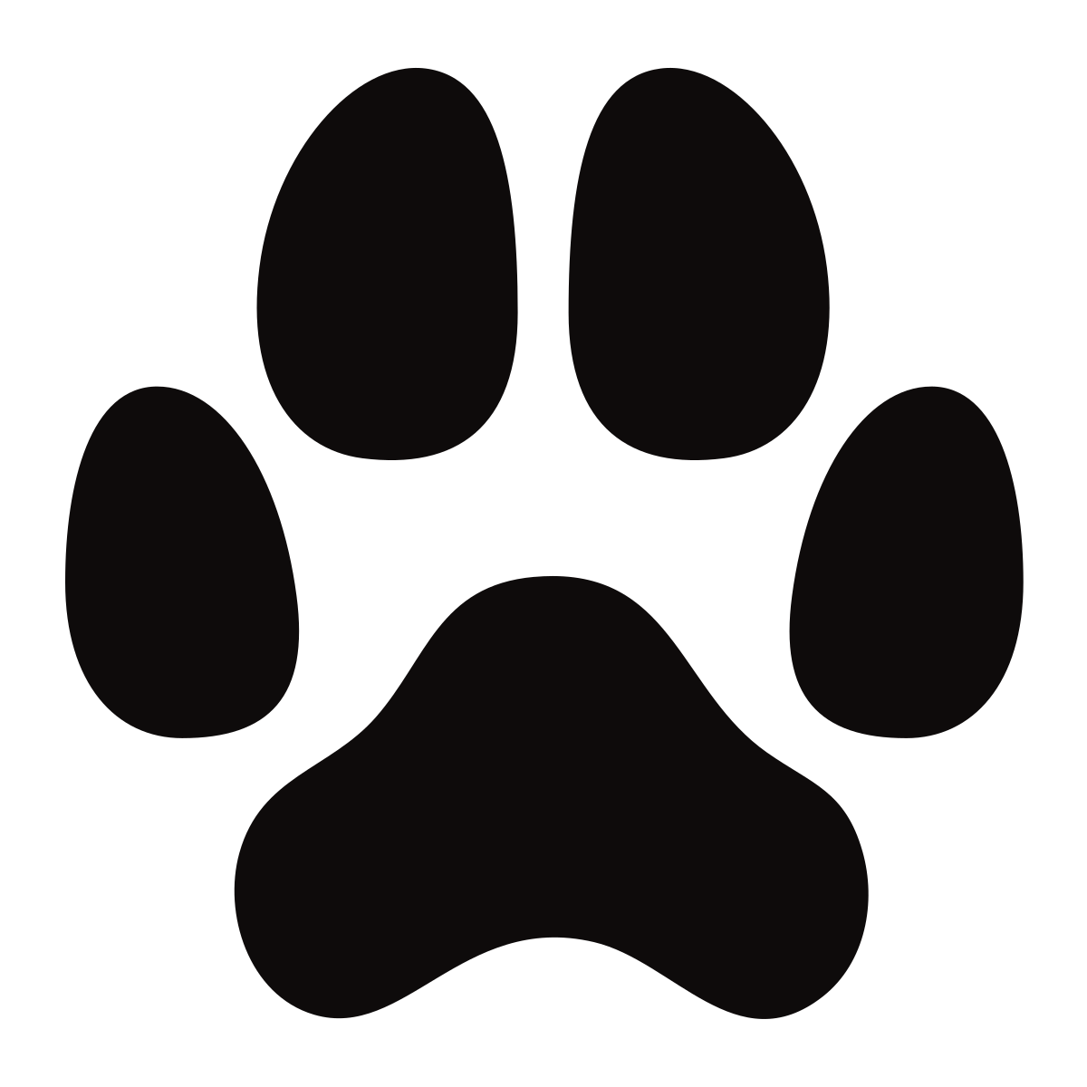 Black paw print silhouette.