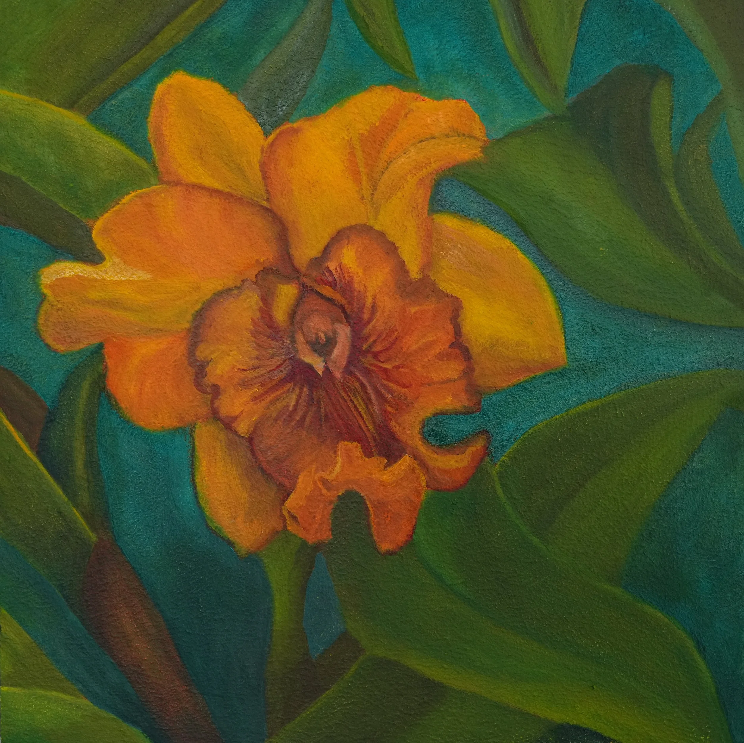 Orchid oil painting by cat lee