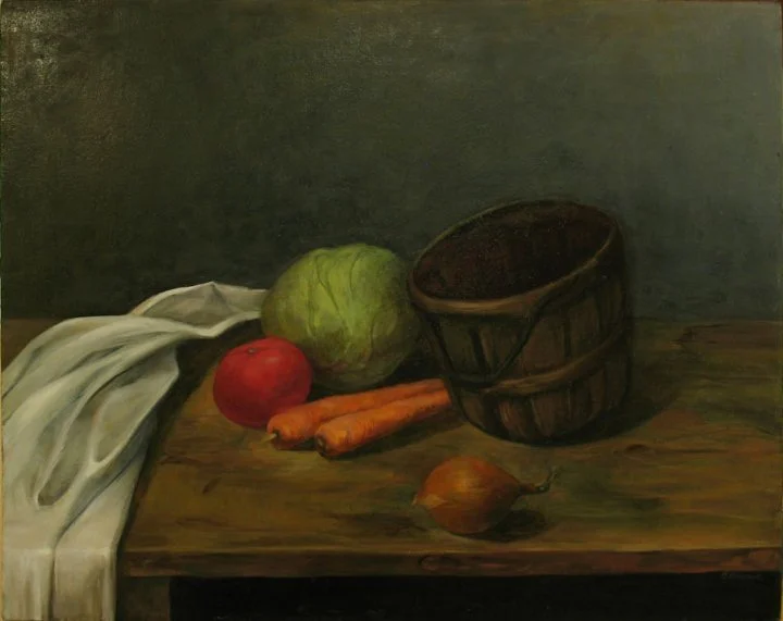 Still Life with Cabbage and Empty Basket