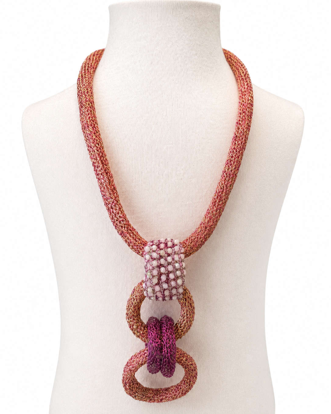 Burgundy Sculptural Statement Necklace