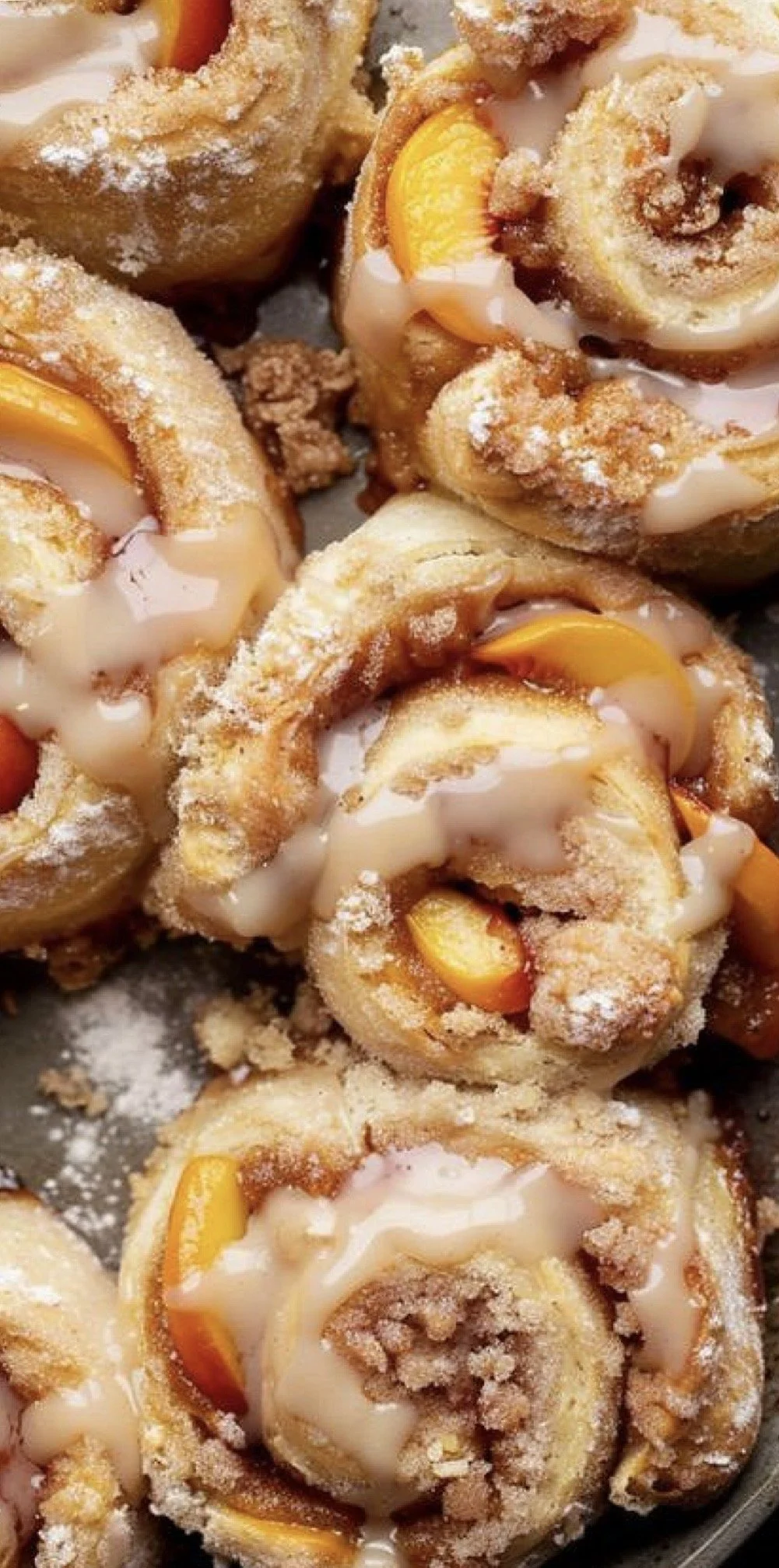 Peaches and Cream Cinnamon Rolls
