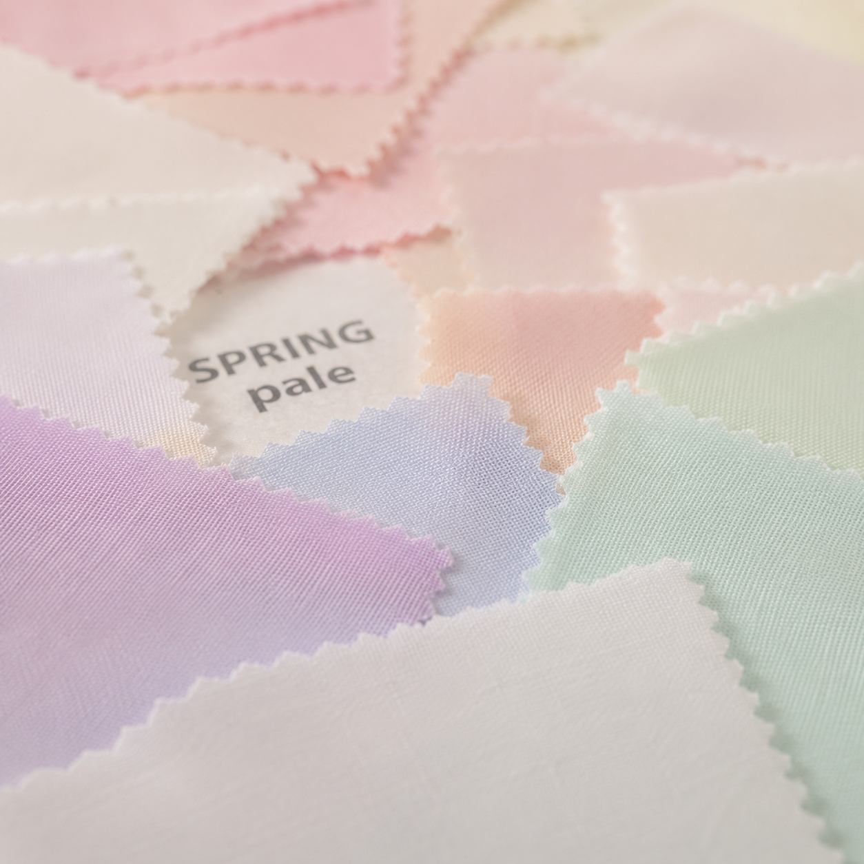 Color swatches in pastel shades with a label reading 'SPRING pale'.