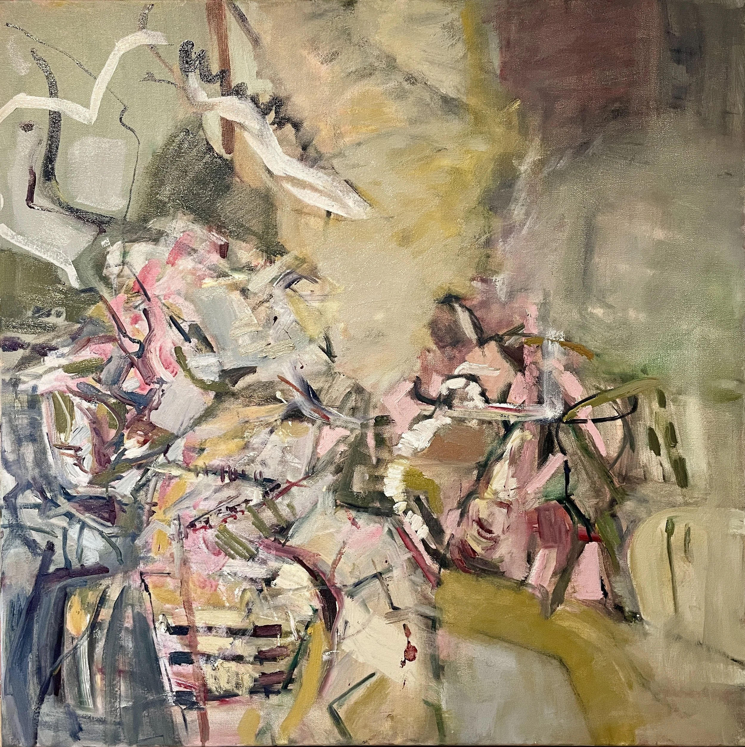The Start Of Something is an abstract landscape oil painting by Whitstable artist Ginny Scadeng.