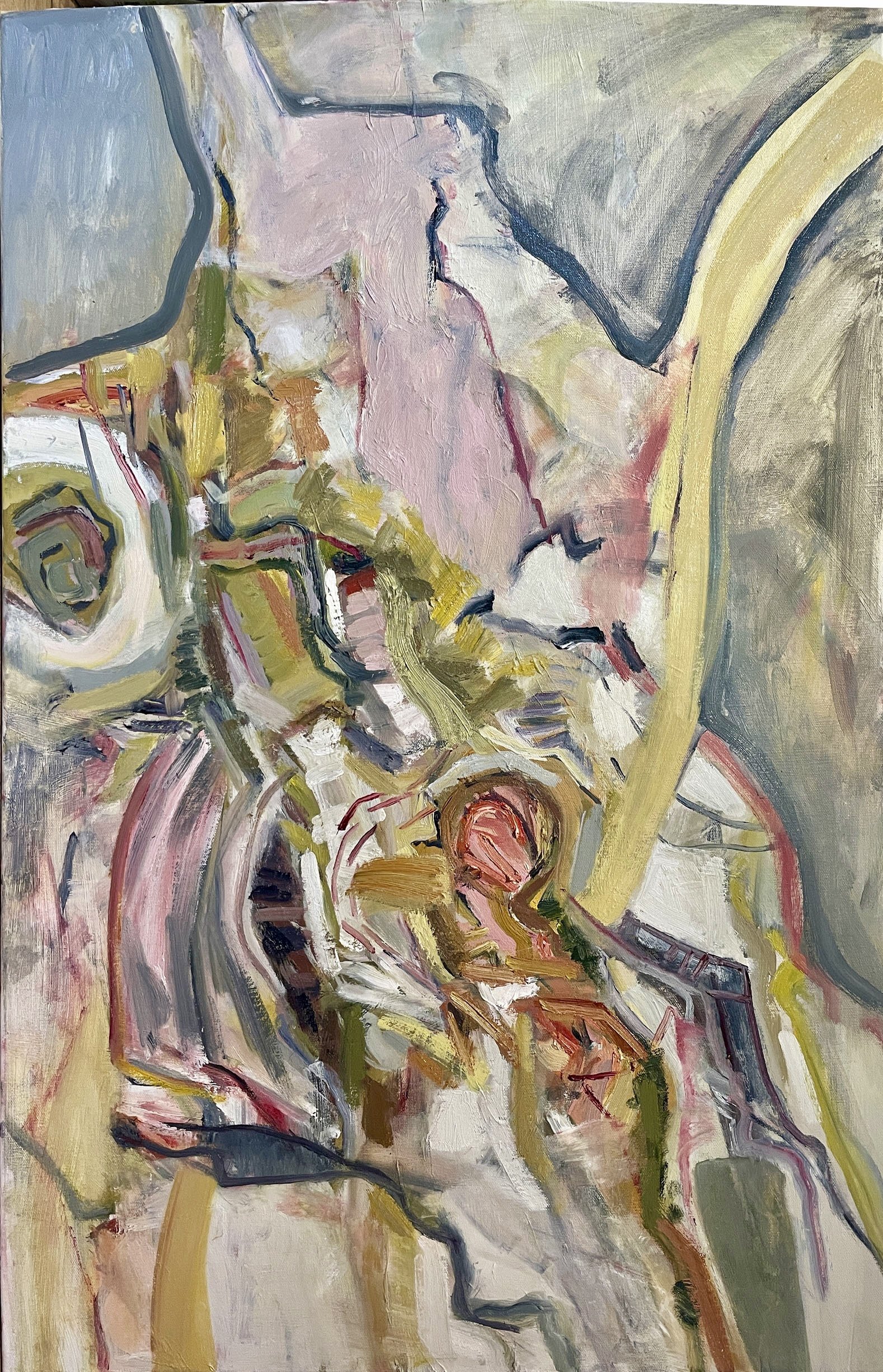 A Walk At Long Rock is an abstract landscape oil painting by artist Ginny Scadeng inspired by coastline near her Whitstable home.