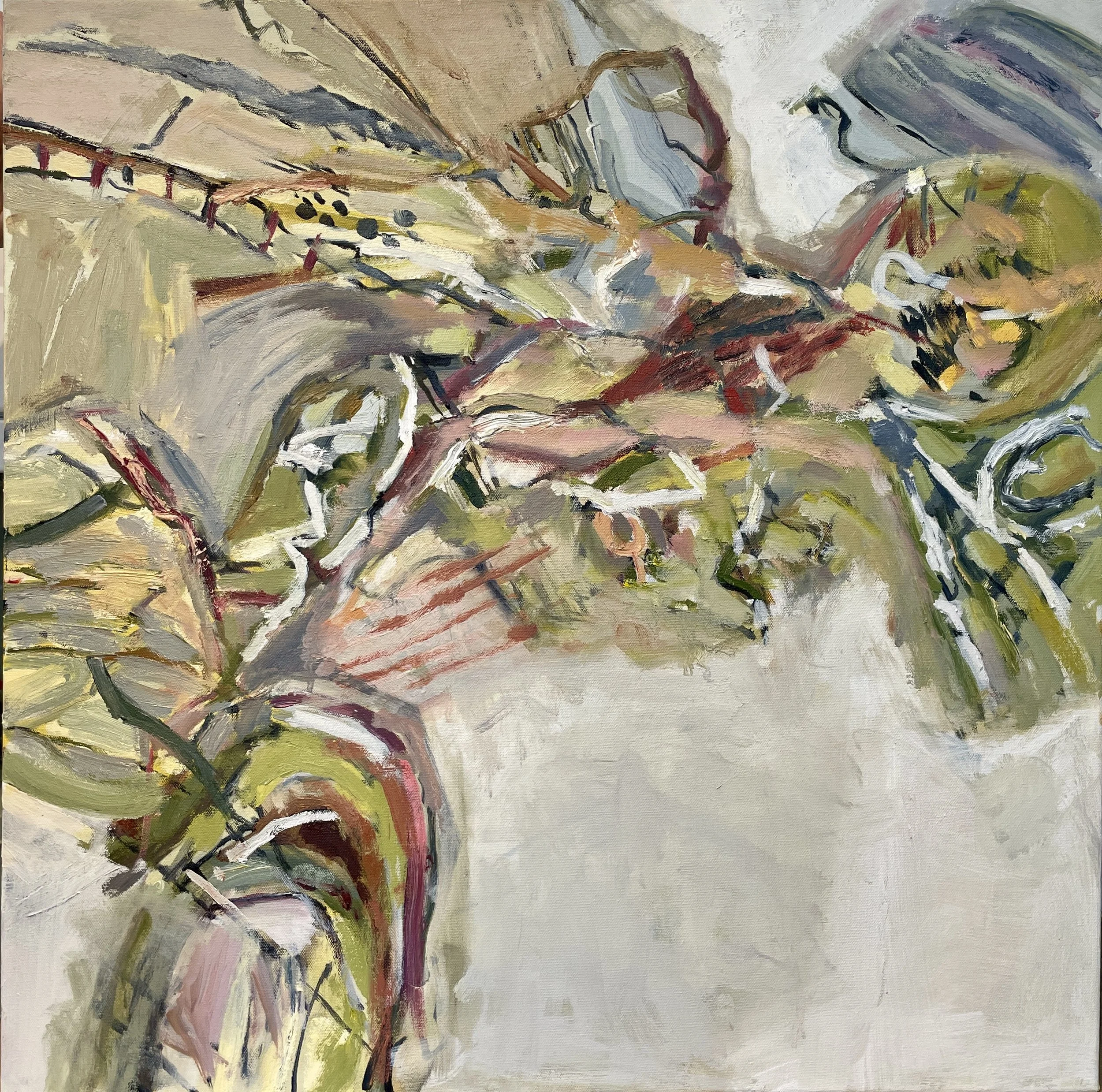 Long Rock, Mud, Shingle and Sand, is an abstract landscape oil painting by Ginny Scadeng, inspired by coastline near her home in Whitstable.