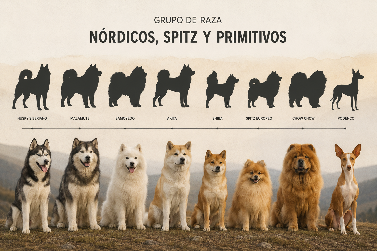 ejemplos de perros del grupo nordicos, spitz y primitivos