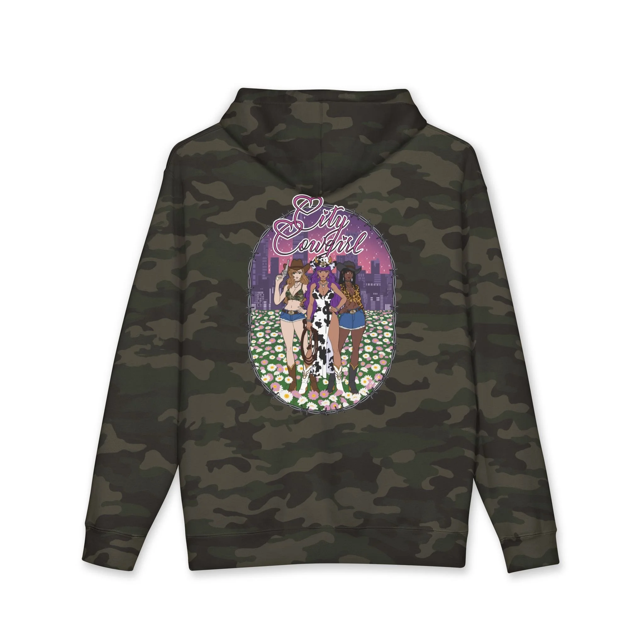City Cowgirl Anime | Camo Edition | Heavyweight Hoodie (Unisex)