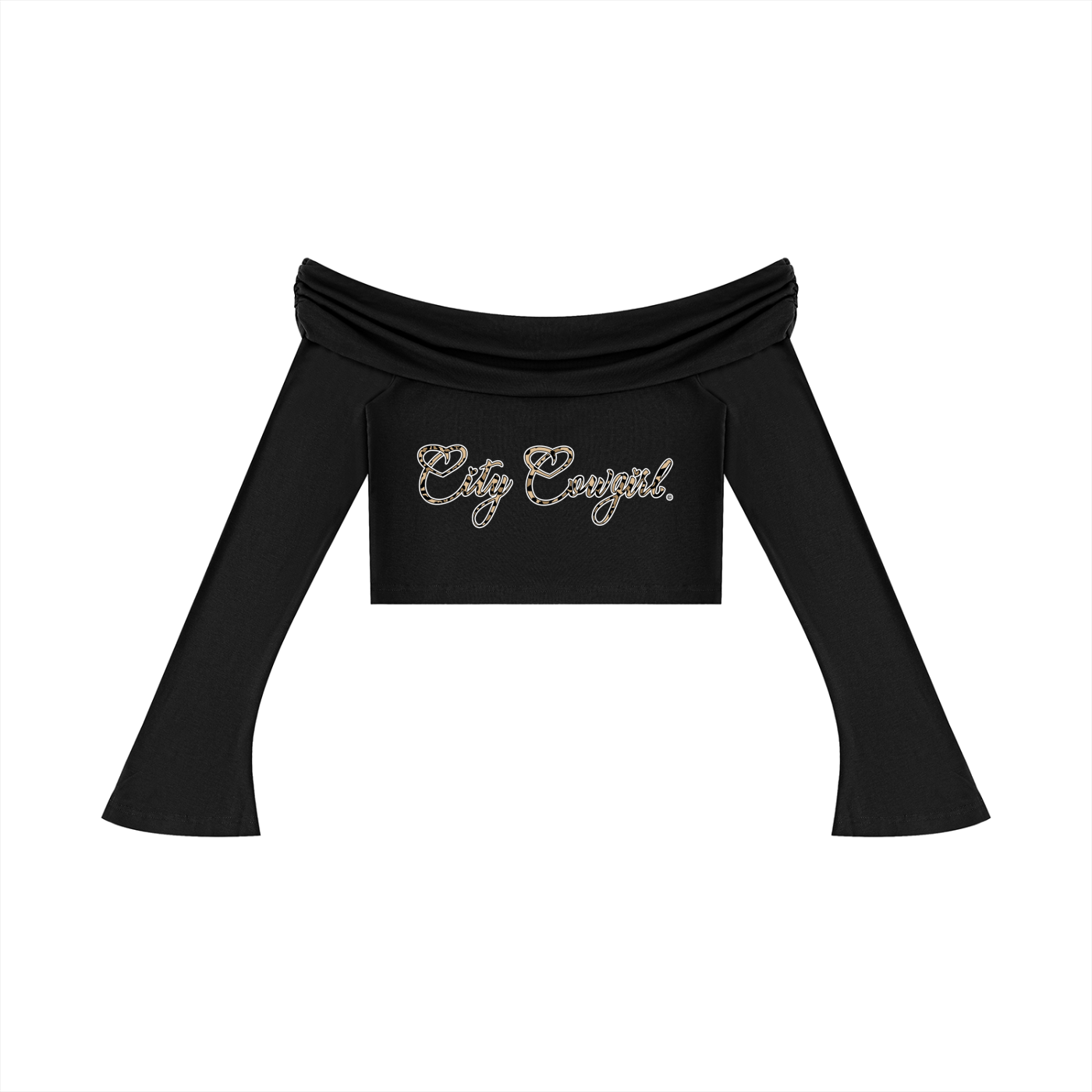 City Cowgirl Collection | Off-the-Shoulder Bell Sleeve Crop T-Shirt