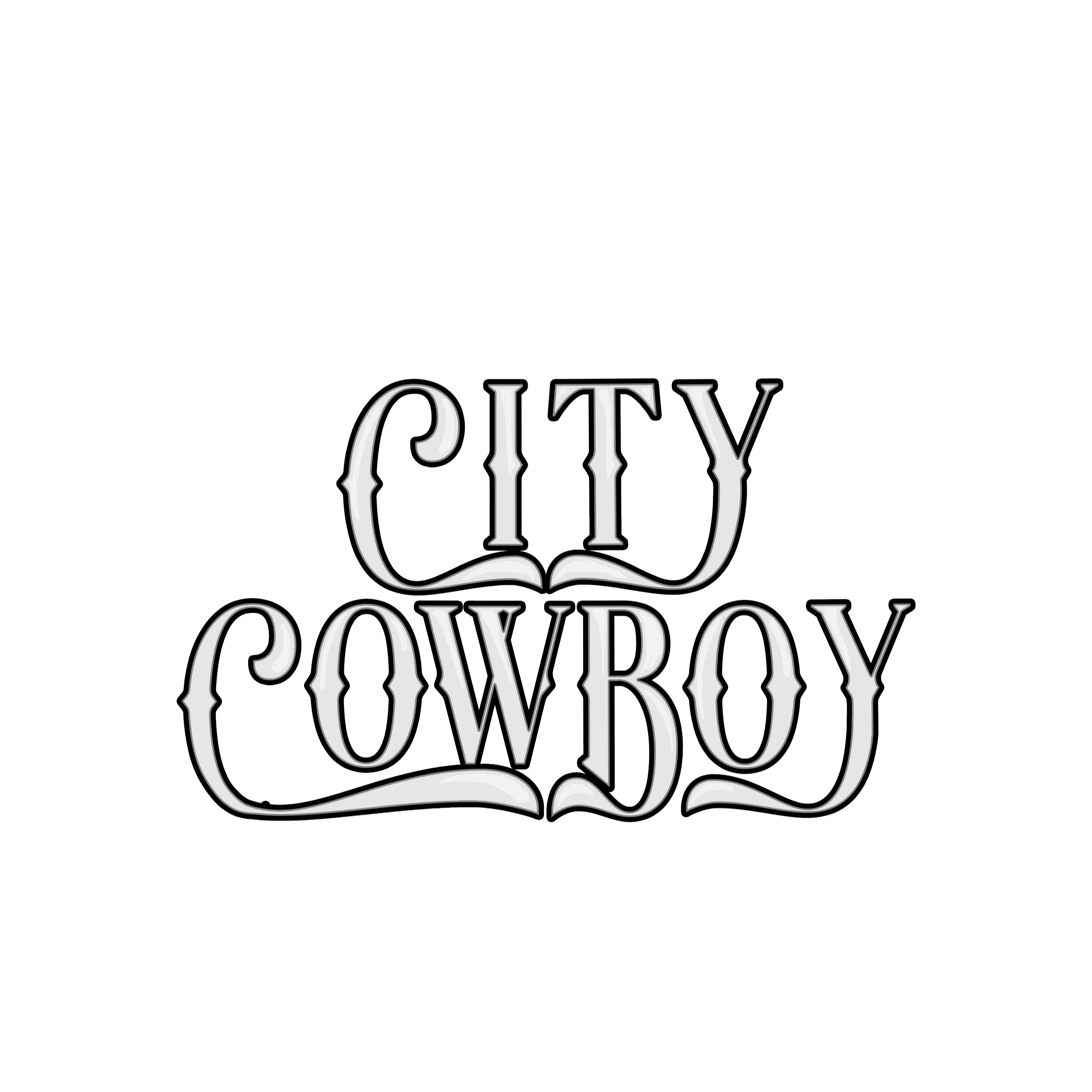 Black background with the text 'City Cowboy' written in stylized silver and white font.