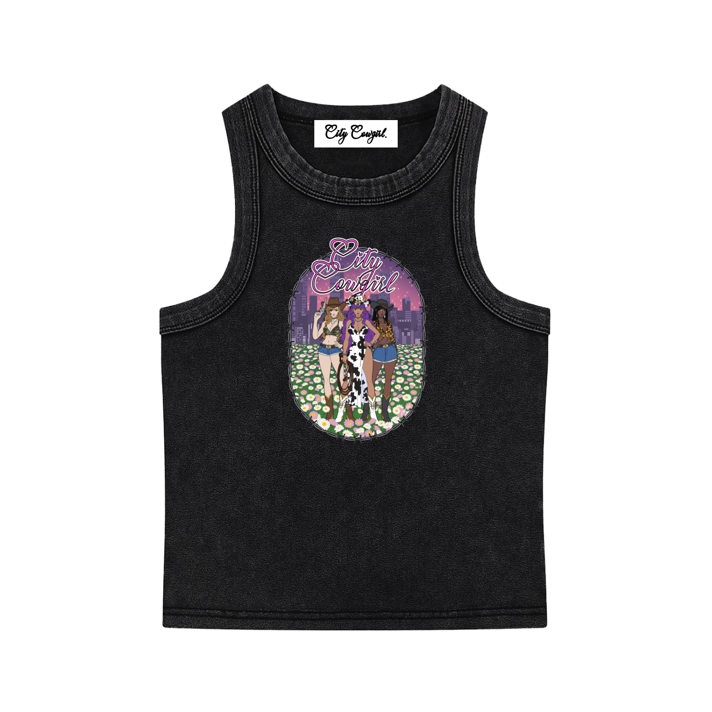 City Cowgirl Anime | Snow Washed Tank Top