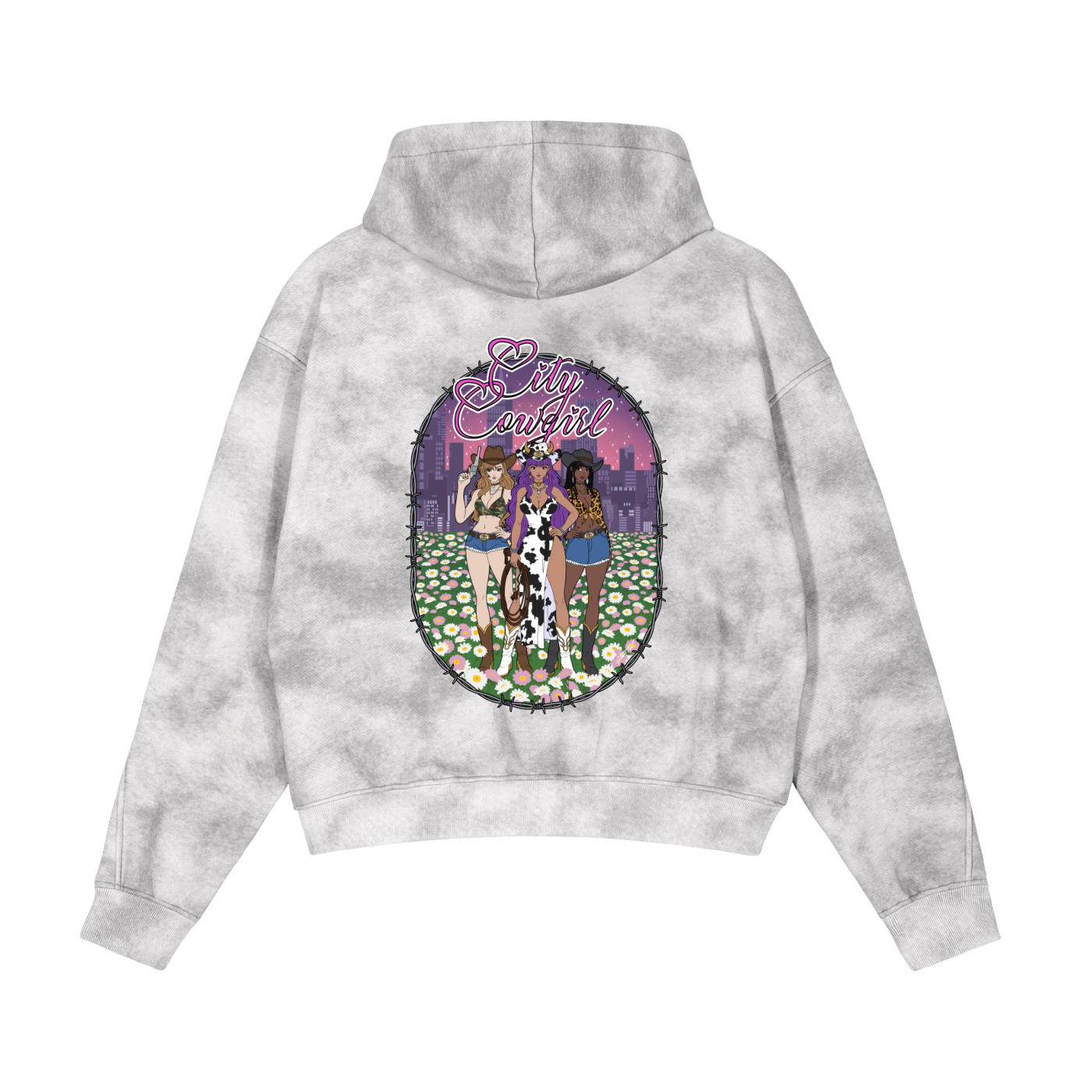 City Cowgirl Matching Set | Dirty Washed Fleece Full Zip Hoodie & Sweatpants