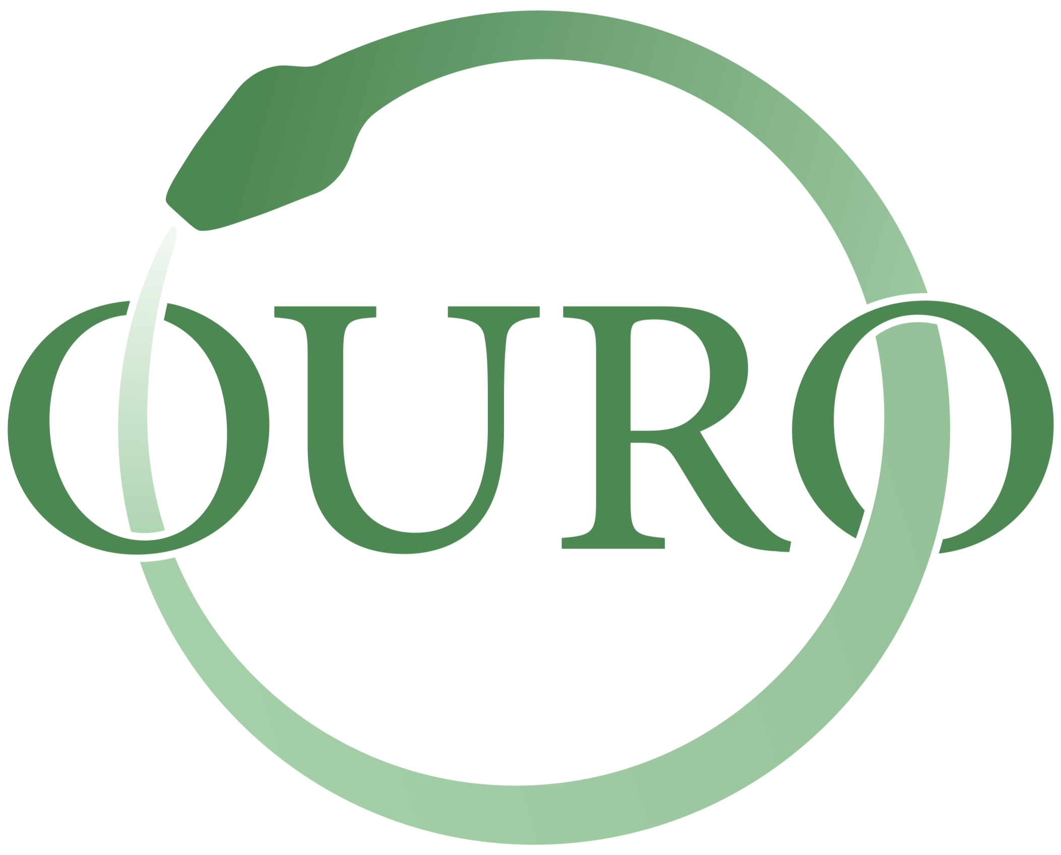 A logo with the word "OURO" inside a circle made of a light green snake.