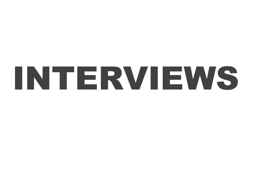 The word 'INTERVIEWS' in bold capital letters on a plain background.