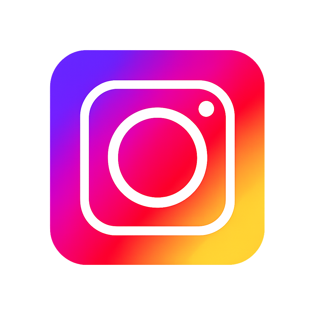 Instagram app icon with a white camera outline on a colorful gradient background of pink, purple, red, orange, and yellow.