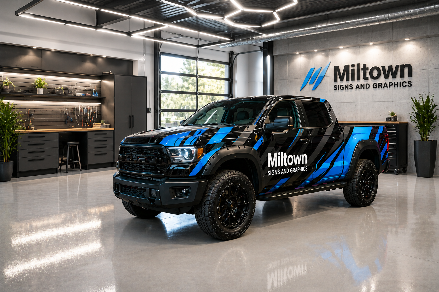 Vinyl Fleet graphics on pick up truck. Fleet decals represent a professional company and make your business stand out from the rest.