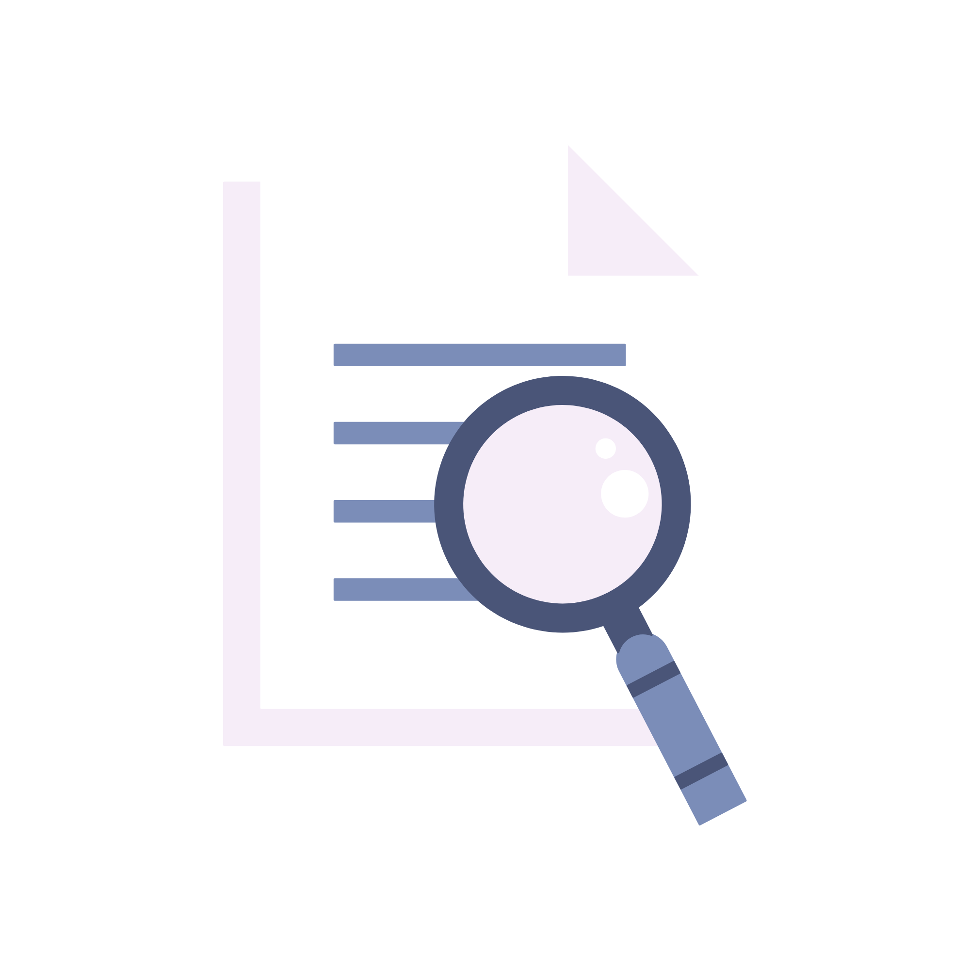 Document and magnifying glass illustration representing The Fuller Flow Blueprint — a strategy session and system map for solopreneurs built by Fuller Flow Studio.