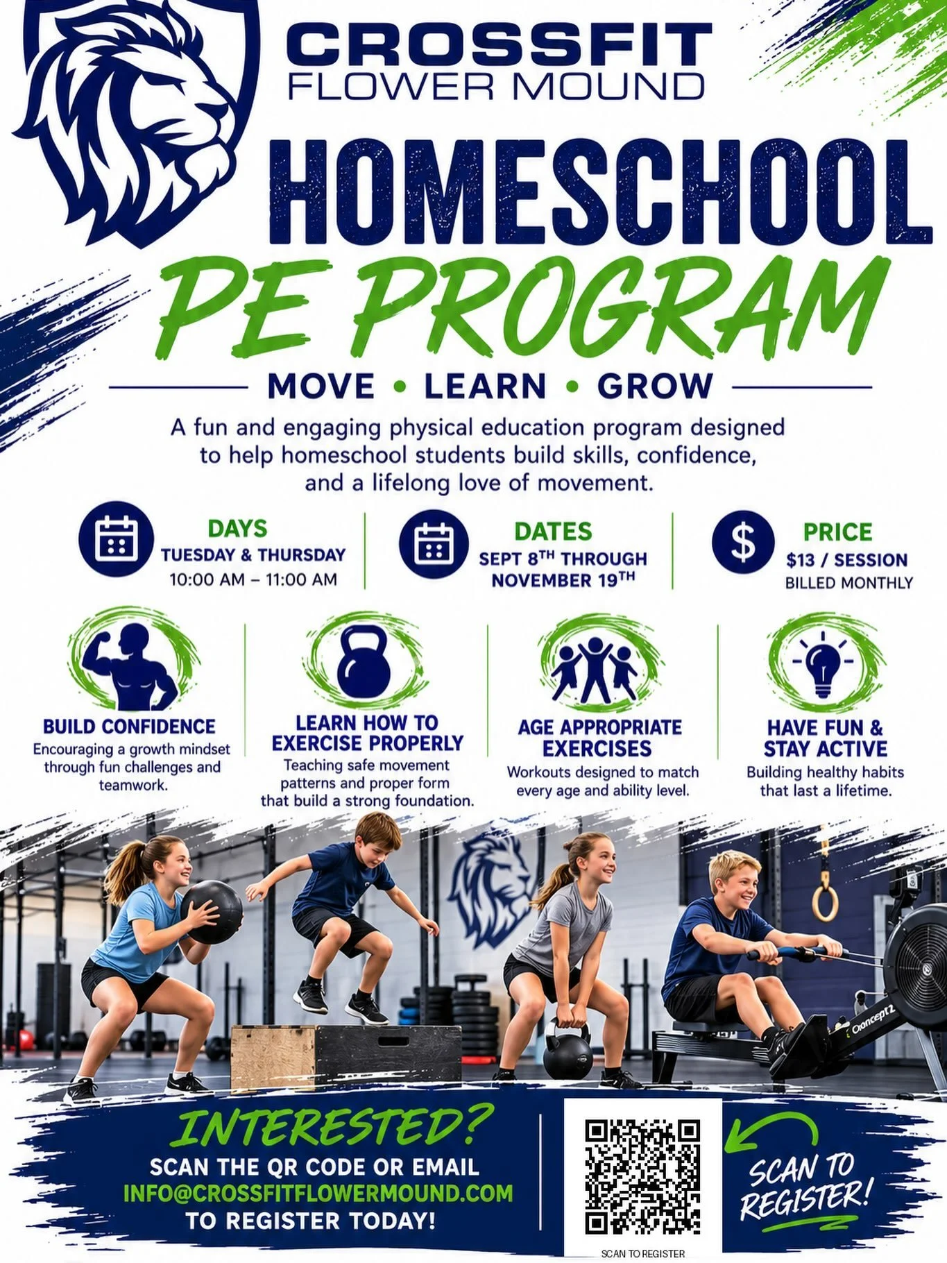 🏋️&zwj;♀️ Did you know we offered HOMESCHOOL PE?🎒

Looking for a fun, structured way to get your homeschooler moving, building confidence, and learning skills they can use for life?

We&rsquo;re excited to offer Homeschool PE for ages 8+! 💪

This 
