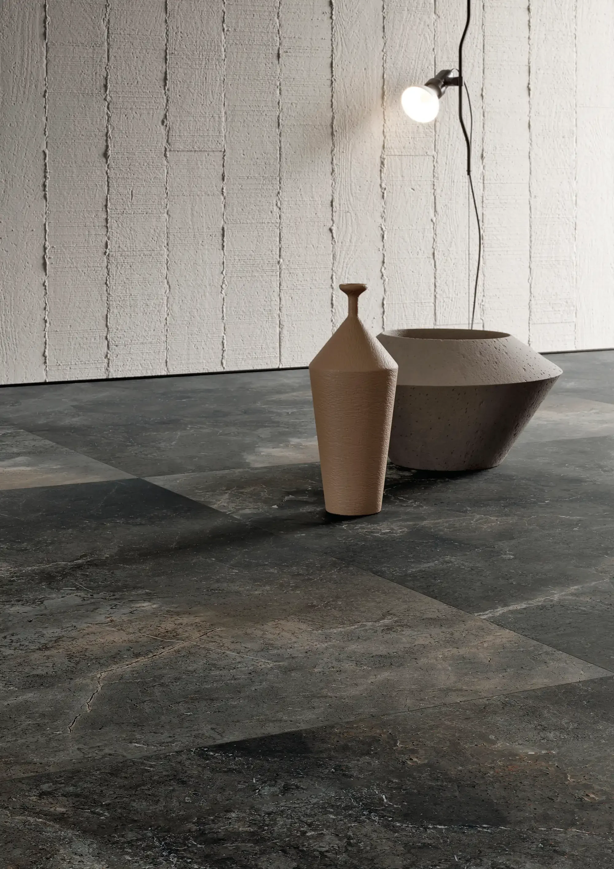 Modern interior featuring Ariostea Ultra Pietre Infinity Black porcelain stoneware slabs, which accurately mimic the appearance of natural dark stone, supplied and installed nationwide by PietraCasa.