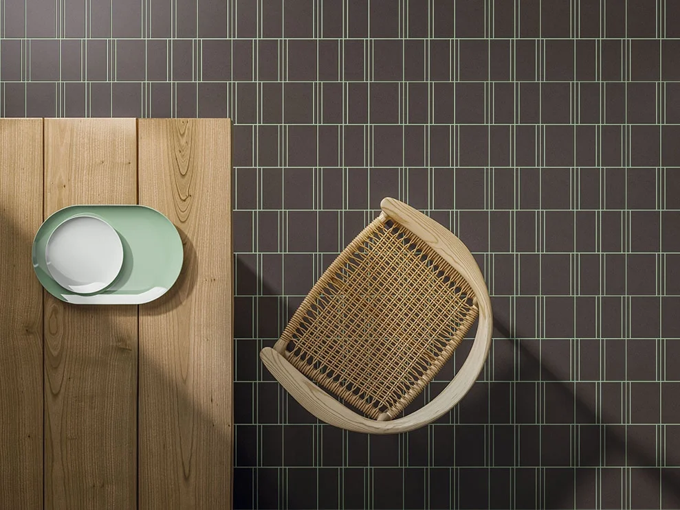 A contemporary setting featuring the Cava collection by Living Ceramics, designed by the Italian studio LucidiPevere, available through PietraCasa.