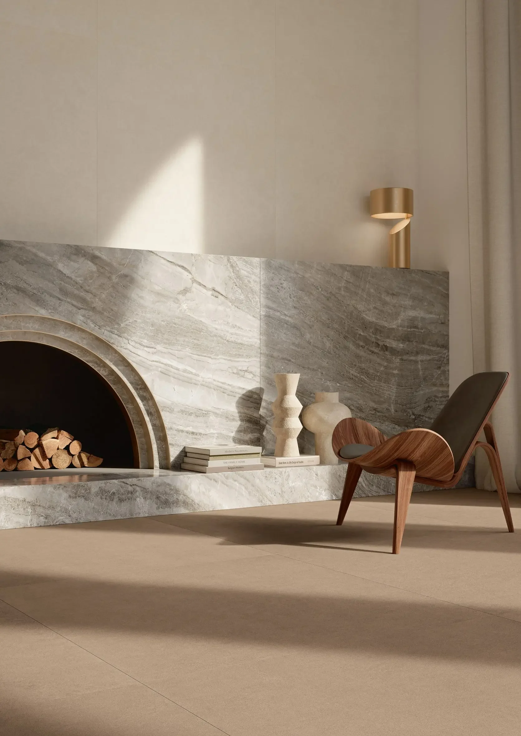 Modern interior space showcasing surfaces from the Balance collection by Fiandre Architectural Surfaces, featuring a sophisticated matte finish, expertly supplied and installed by PietraCasa.