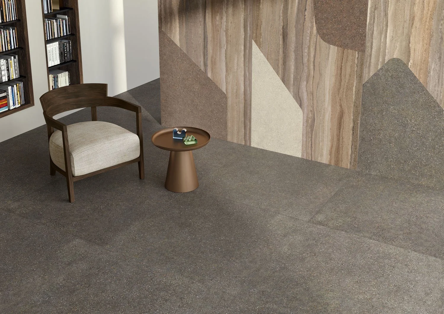 Modern interior featuring the Compatta porcelain stoneware collection by CEDIT - Ceramiche d'Italia, designed by Federico Peri, supplied and installed nationwide by PietraCasa.