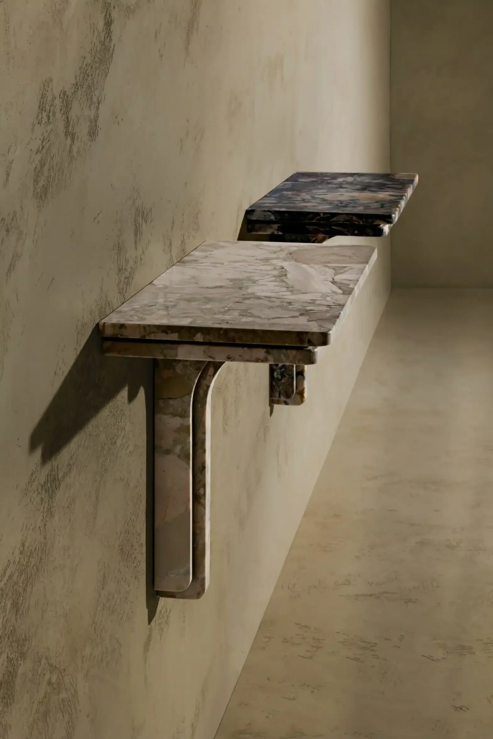 The Twilight wall-mounted console, designed by Christophe Pillet for the Italian brand Kreoo, available through PietraCasa.