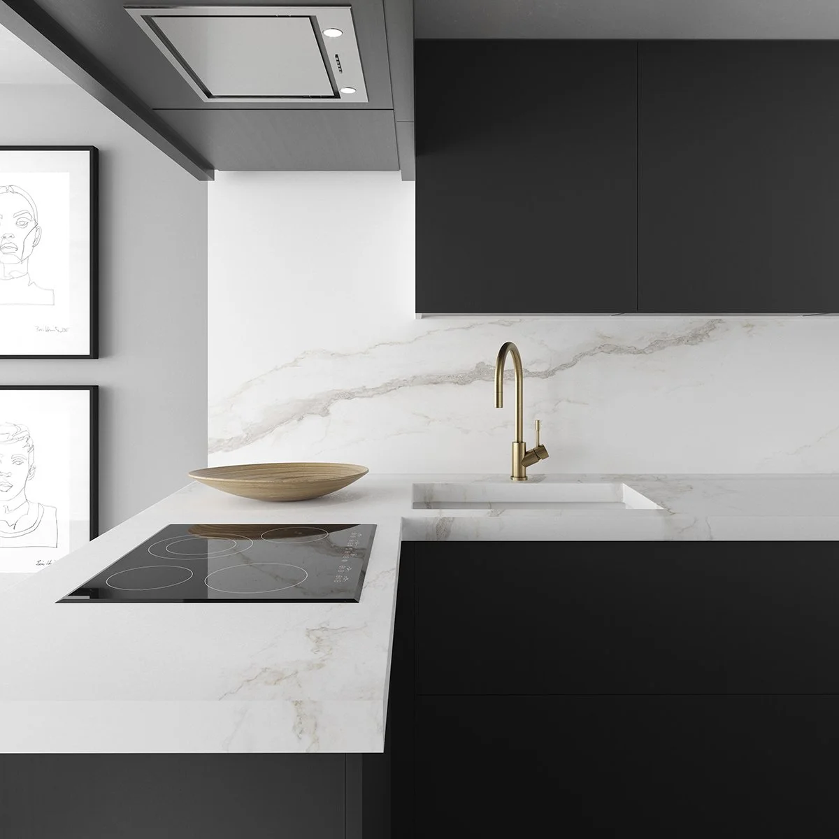 Tranquil bathroom suite featuring the Inalco Pacific collection, showcasing MDi large-format porcelain surfaces inspired by sea-worn stone, exclusively distributed in the UK by PietraCasa.