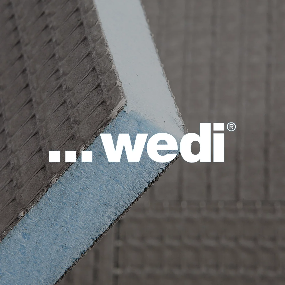 Wedi waterproof building board substrate layer used for precision wet room and tile backing installation by PietraCasa.
