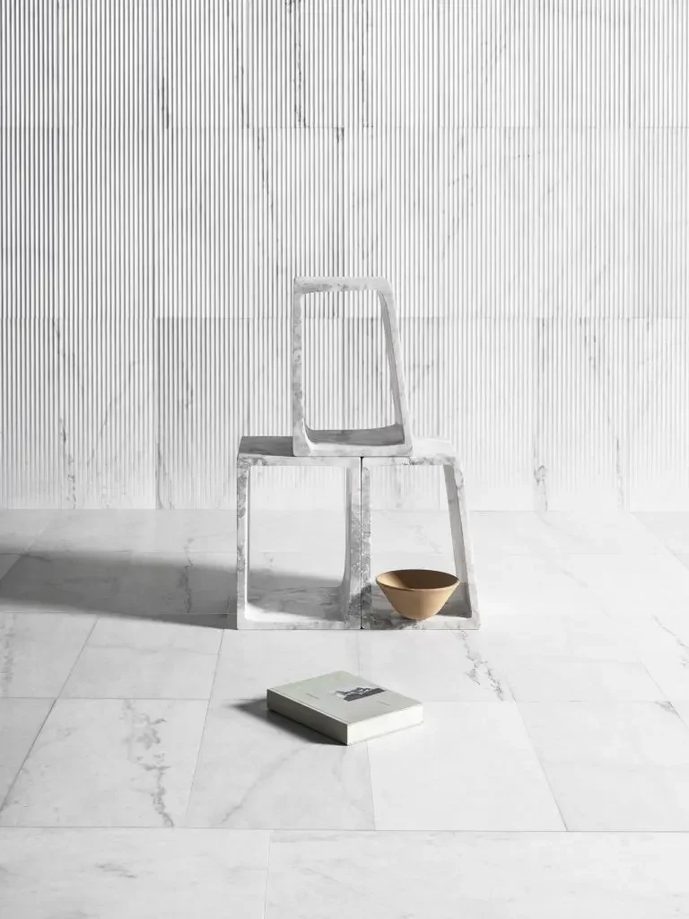 Modular furniture pieces from the Marmeria Collection by the Italian luxury brand Luce di Carrara, available for specification through PietraCasa.