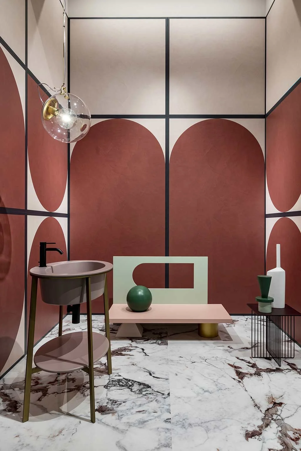 Luxury bathroom interior featuring the Policroma collection by Cedit - Ceramiche d'Italia, designed by Cristina Celestino, supplied and installed nationwide by PietraCasa.