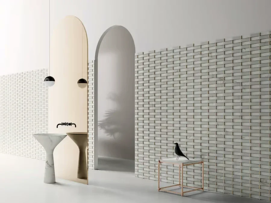 The Panama collection by Kreoo, a sophisticated 3D marble wall covering designed by Enzo Berti, available through PietraCasa.