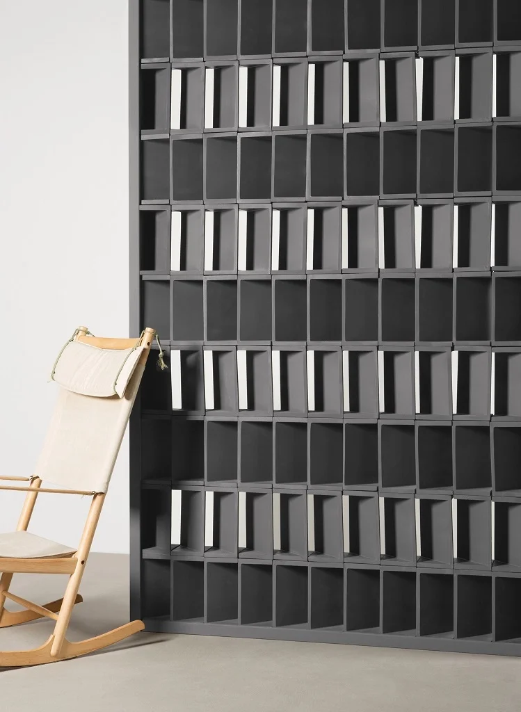 Mutina Mistral, a sculptural, three-dimensional ceramic room divider designed by Barber & Osgerby, inspired by ancient terracotta vent tiles, available through PietraCasa.