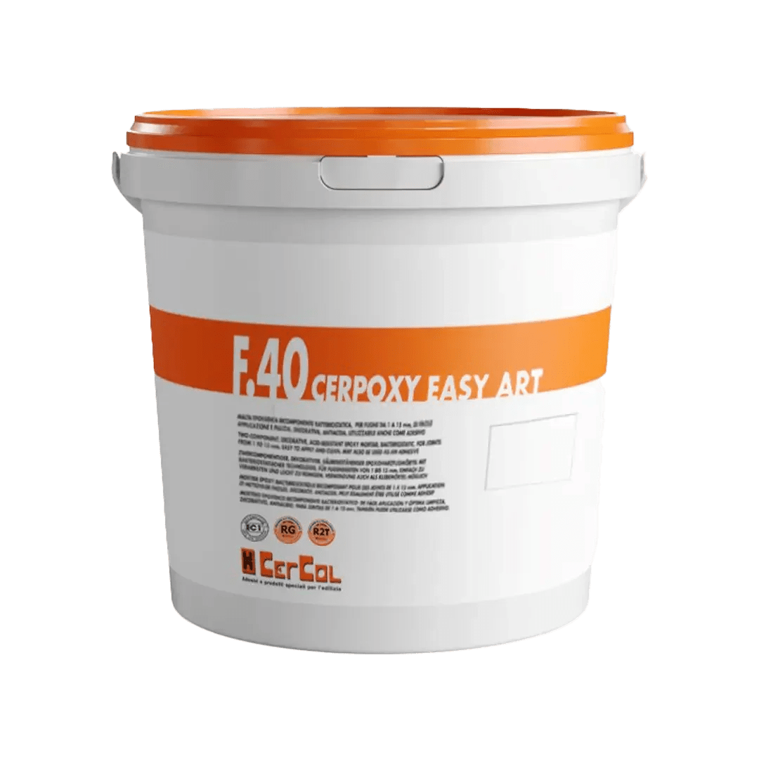 Cercol F.40 CERPOXY EASY ART two-component epoxy grout and adhesive for joints between 1 and 15 mm, supplied by PietraCasa.