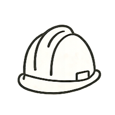 Construction white hard hat with a chin strap