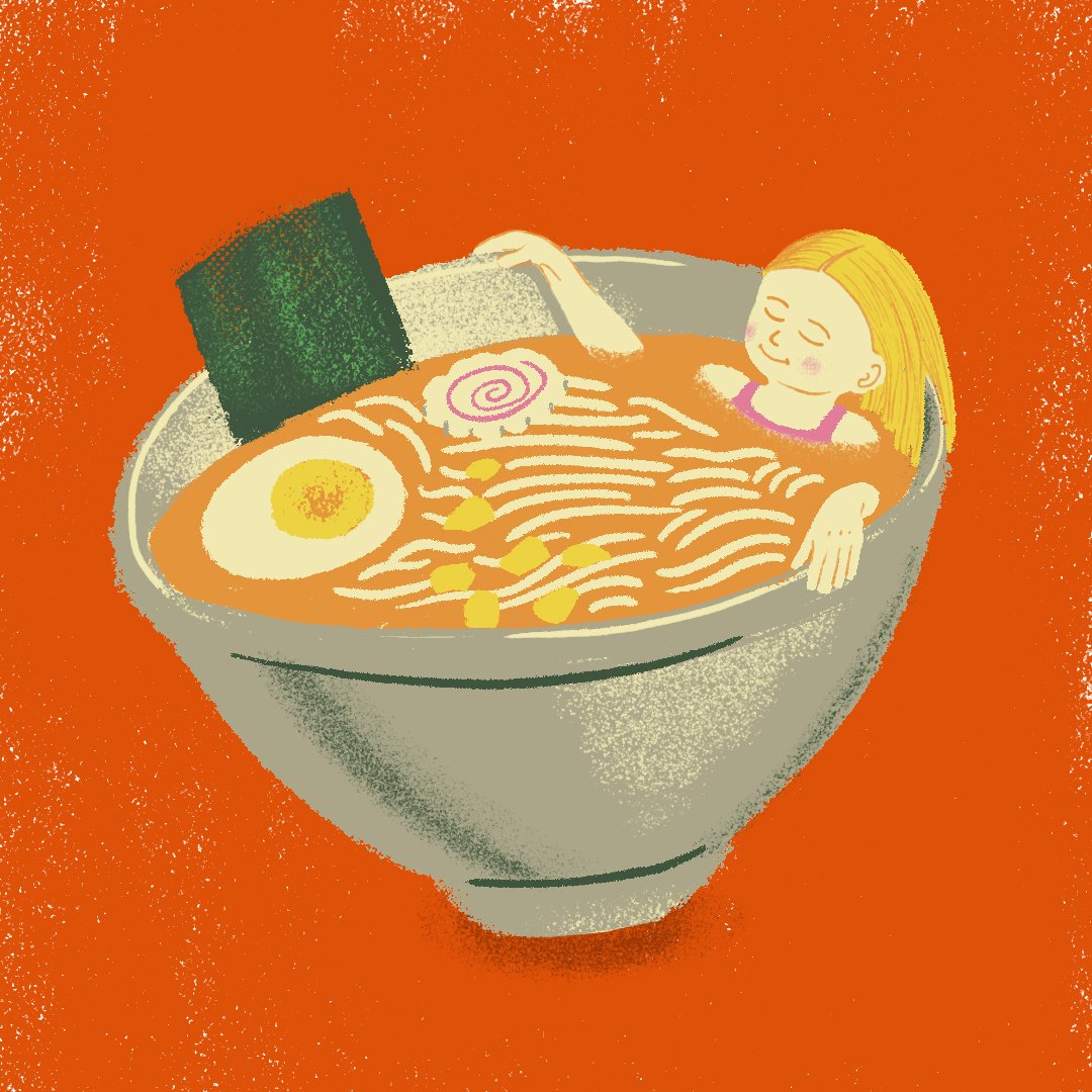 Child Taking a Ramen Bath