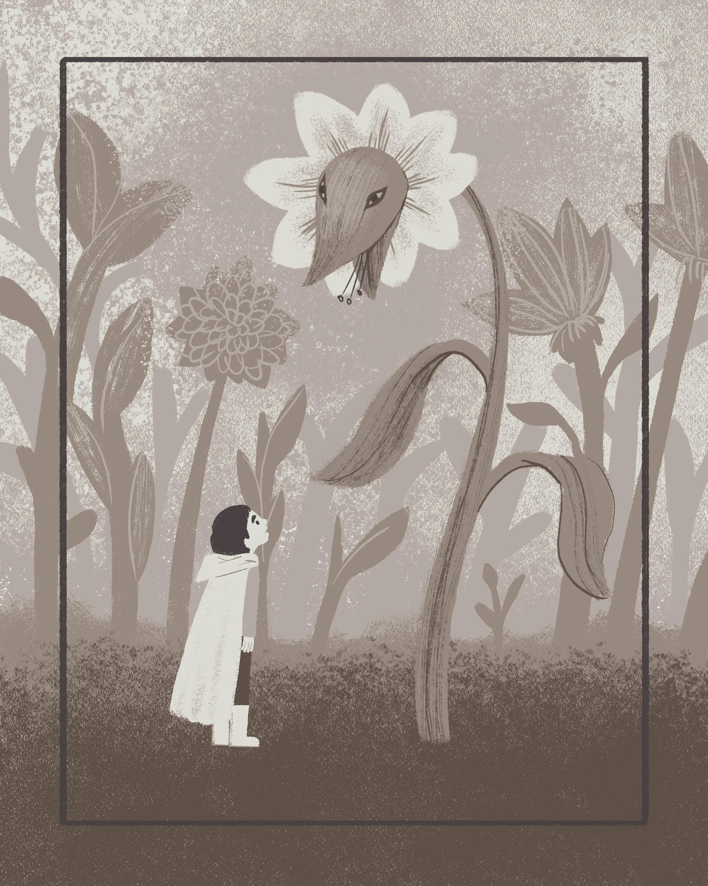 Simon in an Enchanted Garden with Giant Flowers