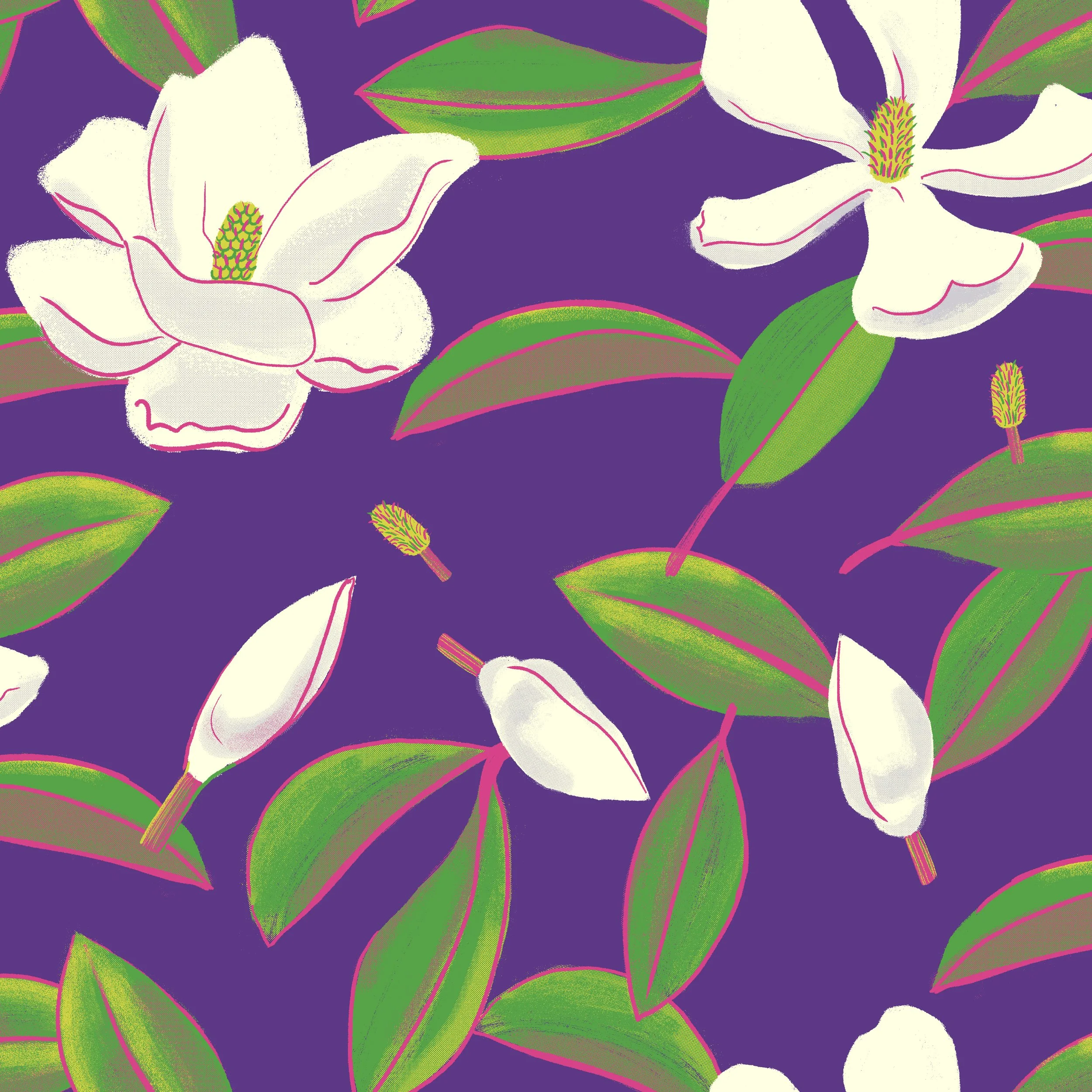 Magnolias on Purple half drop.jpg